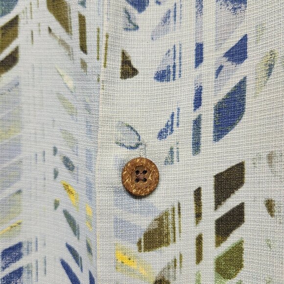 Tommy Bahama Mens XL IslandZone Button Up Shirt Blue Geometric Print Collared - Picture 7 of 16